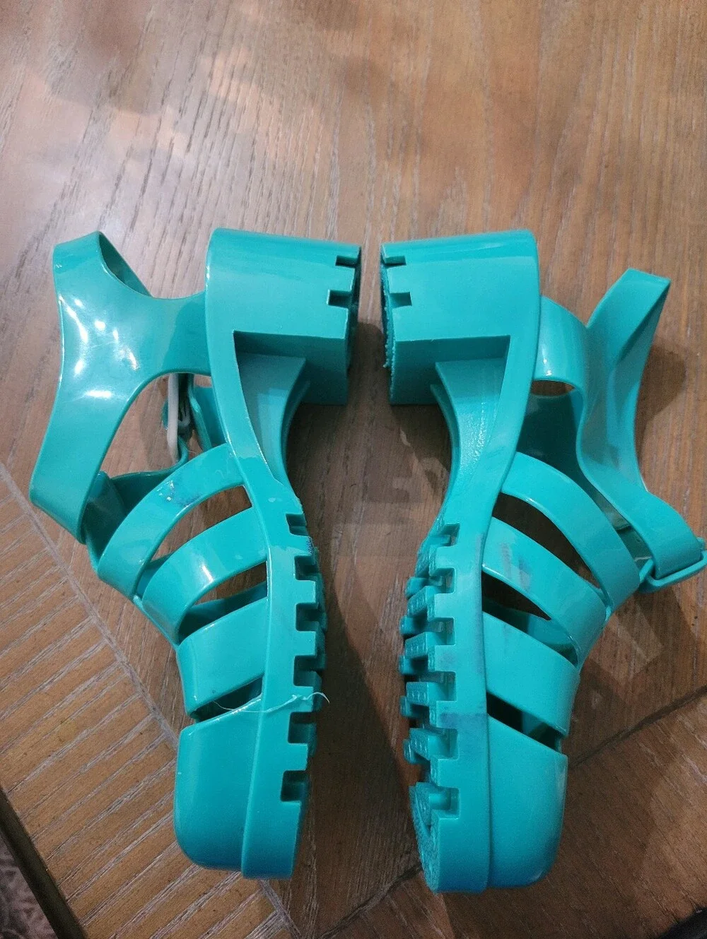 Pandora Teal Jelly Platform Size 7.5